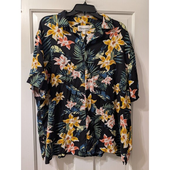 No Boundaries Men’s XL Hawaiian Floral Shirt Black Tropical Button Up Rayon - Picture 12 of 12